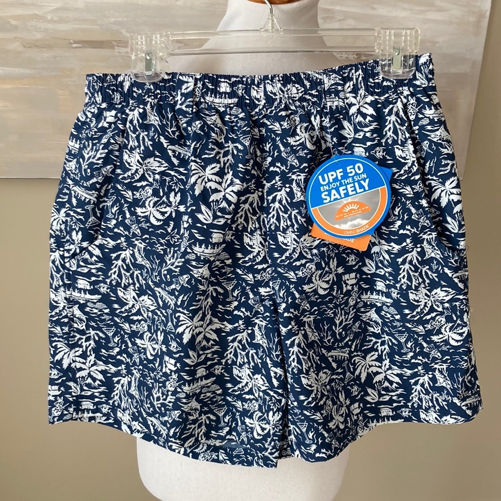 NWT Columbia PFG navy/white tropical print swim trunks